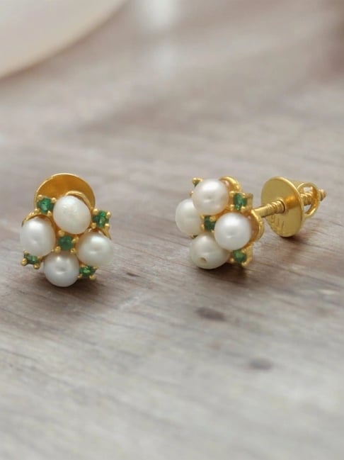 Buy Sri Jagdamba Pearls Anvi Gold Earrings with Freshwater Pearls