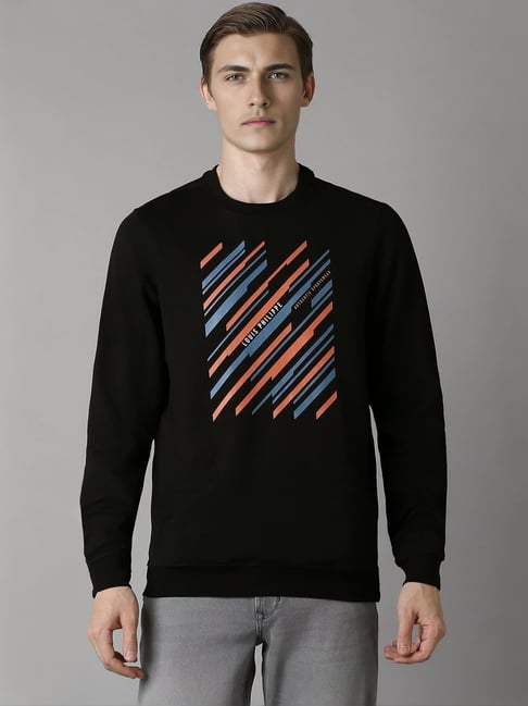 Louis Philippe Black Cotton Regular Fit Printed Sweatshirt-picture-23