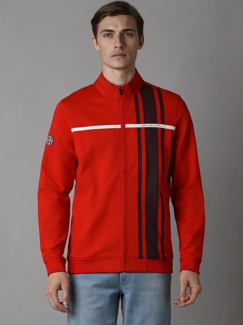 Louis Philippe Red Cotton Regular Fit Colour Block Sweatshirt-picture-36