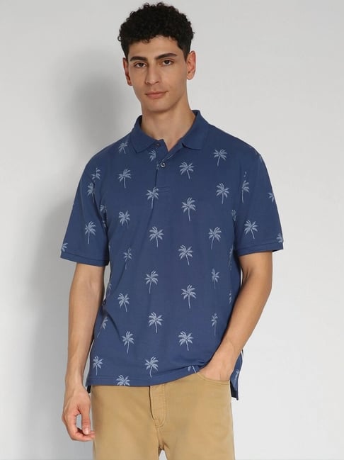 American Eagle Outfitters Blue Cotton Printed Polo T-Shirt-picture-25