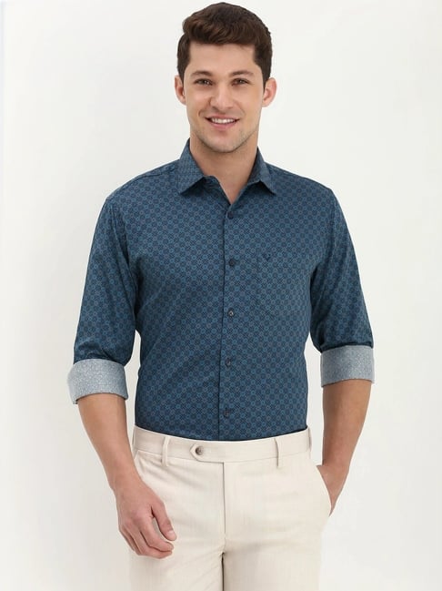 Allen Solly Blue Cotton Slim Fit Printed Shirt-picture-48