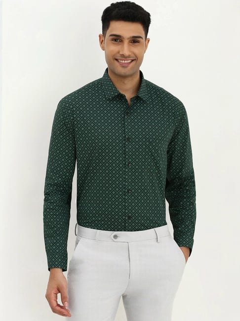 Allen Solly Green Cotton Slim Fit Printed Shirt-picture-20
