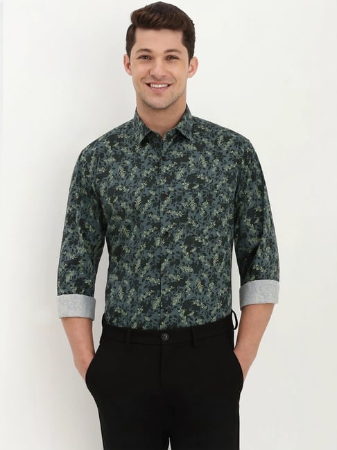 Allen Solly Green Cotton Slim Fit Printed Shirt-picture-21