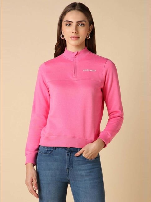 Allen Solly Pink Cotton Regular Fit Sweatshirt-picture-32