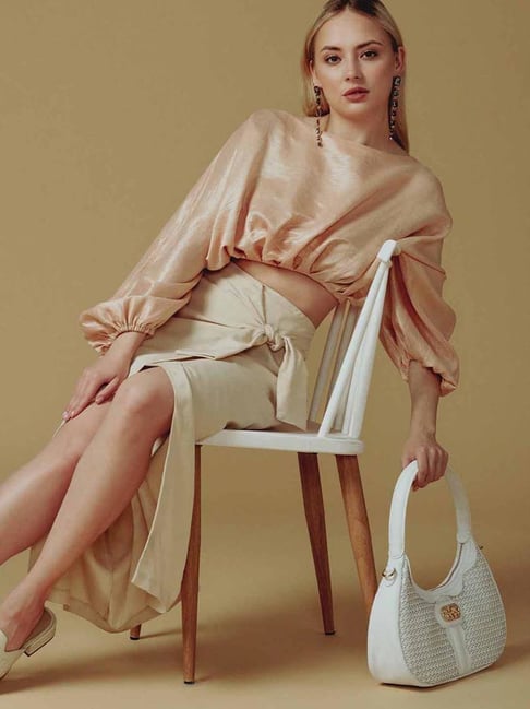 Saint G White Textured Medium Handbag-picture-10