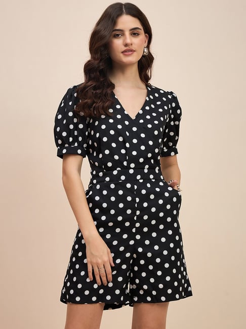 Black polka dot playsuit online