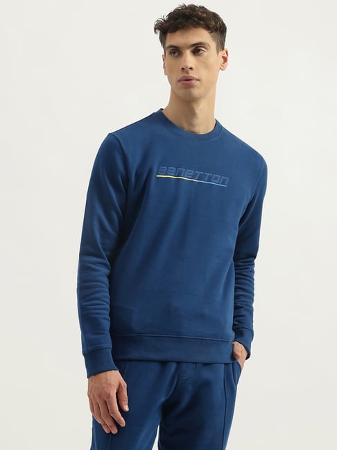 United Colors of Benetton Blue Cotton Blend Regular Sweatshirt-picture-13