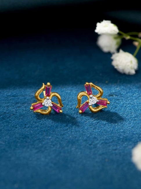 png jewellers P.N.Gadgil Jewellers 22KT (916) BSI Gold Blossom Beams Earring-picture-26