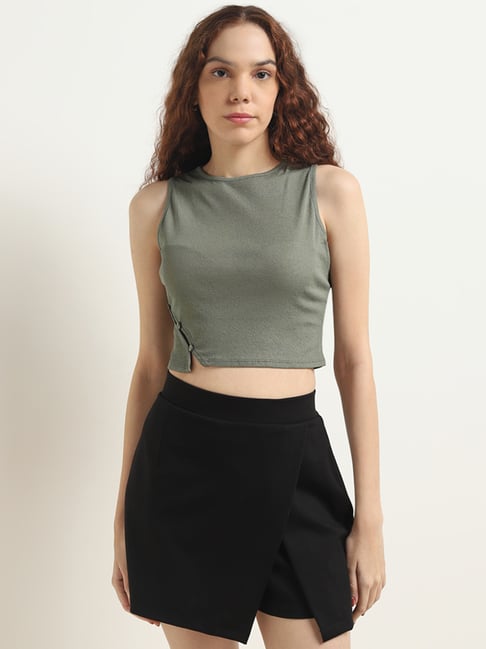 Nuon by Westside Olive Crop Top
