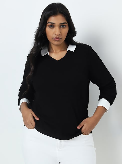 Gia by Westside Black Collared T-Shirt