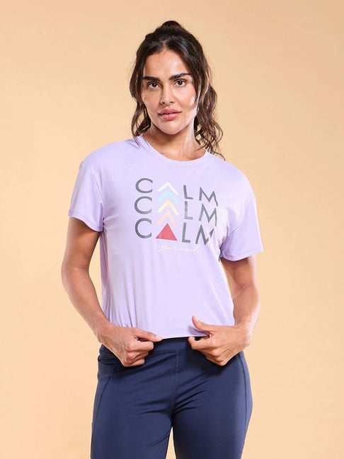 Enamor Purple Printed T-Shirt