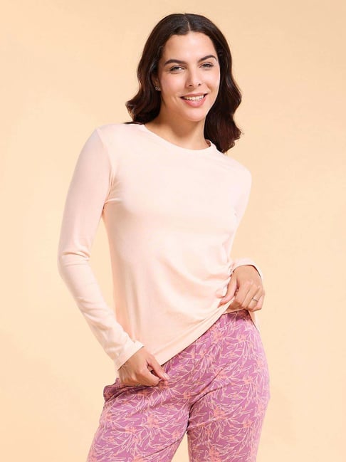 Enamor Peach Fruit Cotton Plain T-Shirt