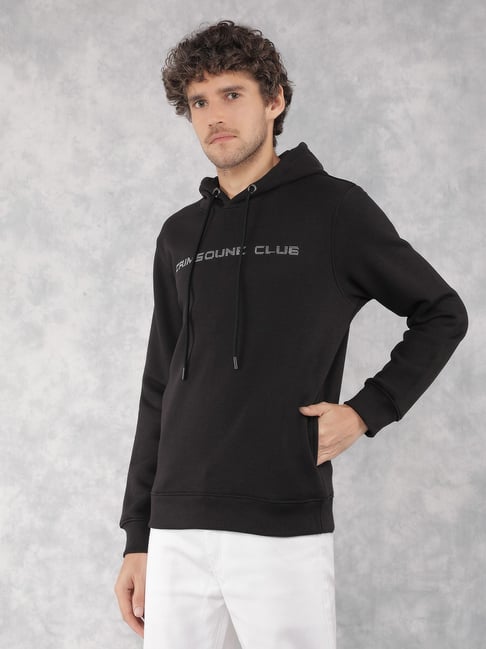Crimsoune Club Black Regular Fit Logo Printed Hooded Sweatshirt-picture-40