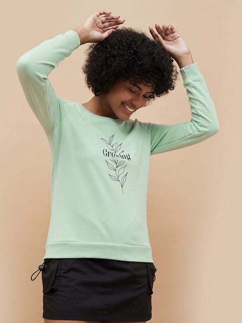 Fame Forever by Lifestyle Green Cotton Printed Sweatshirt-picture-21