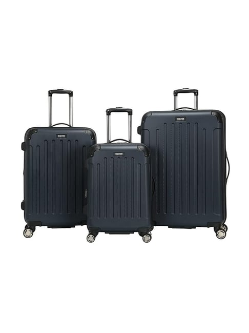 Kenneth Cole Navy Blue Textured Large Checked Luggage