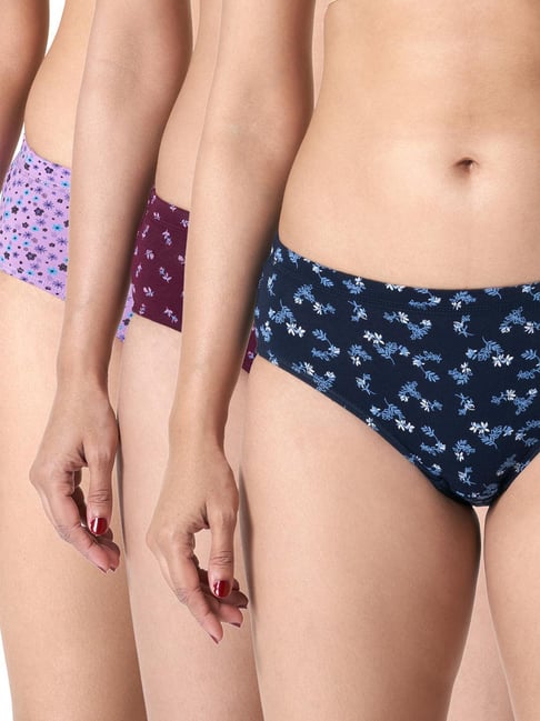 BLOSSOM Womens Stretchable Lycra Panty, Inner Elastic, Printed, Soft Material Hipster_Garden Pack of 3
