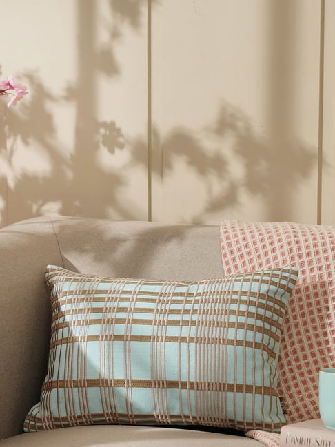 Pure Home and Living Blue Cotton Embroidery Cushion Covers-picture-31