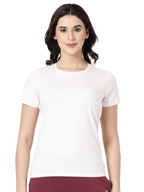 BLOSSOM Light Pink Cotton Regular Fit T-Shirt