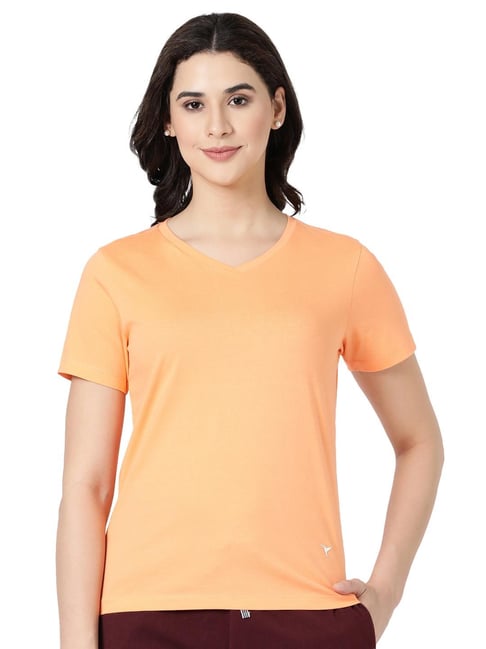 BLOSSOM Orange Cotton Regular Fit T-Shirt
