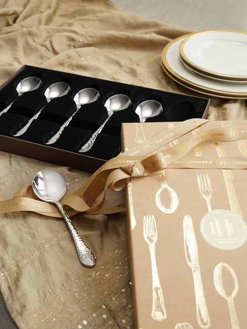 Pure Home and Living Silver Stainless Steel Textured Cutlery sets