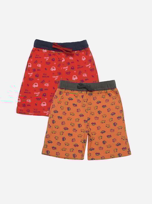 Dollar Boys Orange Printed Bermuda (Pack Of 2)