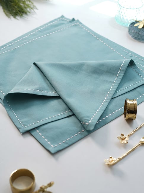 Pure Home and Living Blue Cotton Solid Table Napkins-picture-10