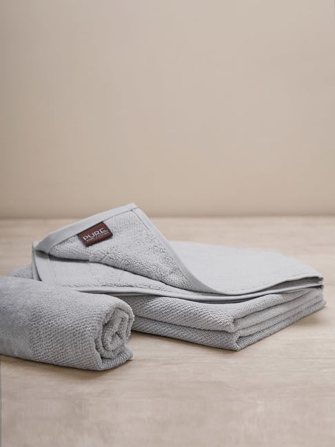 Pure Home and Living Grey Cotton Solid Hand Towels-picture-23