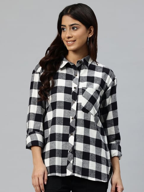 White checkered dress shops shirt