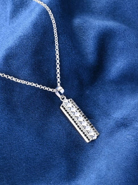 Clara 925 Silver Platinum Plated Swiss Zircon Pyramid Pendant with Chain-picture-13