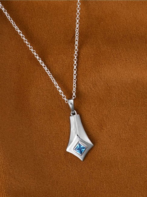 Clara 925 Silver Platinum Plated Swiss Zircon Hagen Pendant with Chain-picture-30