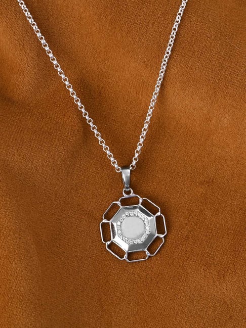 Clara 925 Silver Platinum Plated Swiss Zircon Sergio Pendant with Chain-picture-32