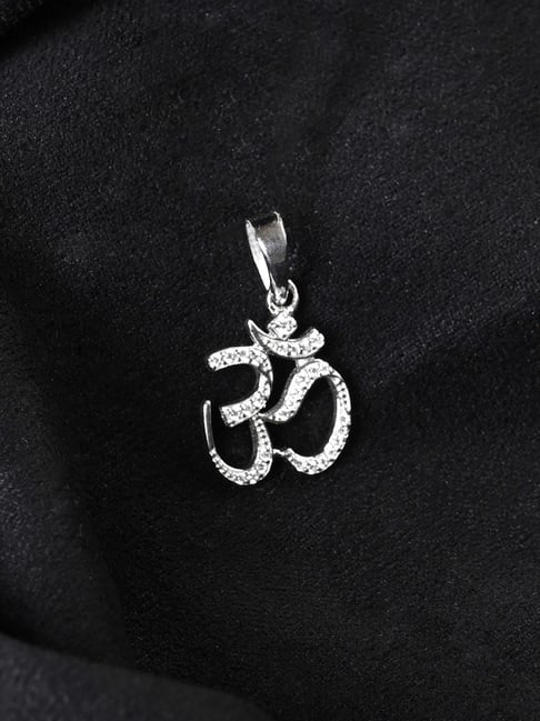 Clara 925 Silver Platinum Plated Swiss Zircon Shine Om Pendant Without Chain-picture-29