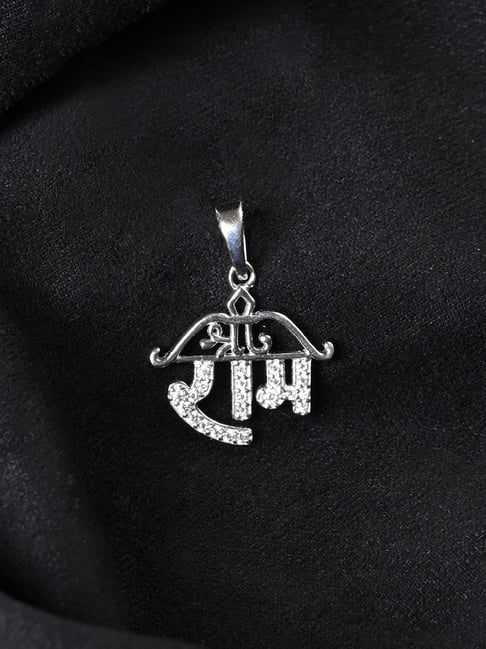 Clara 925 Silver Platinum Plated Swiss Zircon Shri Ram Pendant Without Chain-picture-40