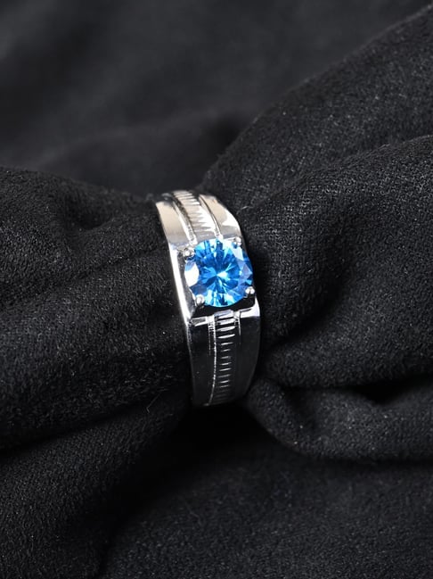 Clara 925 Silver Platinum Swiss Zirconia Solitaire Men Ring