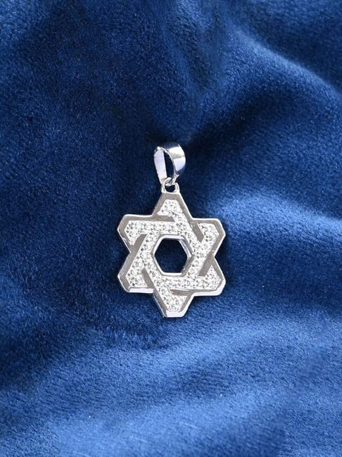 Clara 925 Silver Platinum Plated Swiss Zircon Star Pendant Without Chain-picture-38