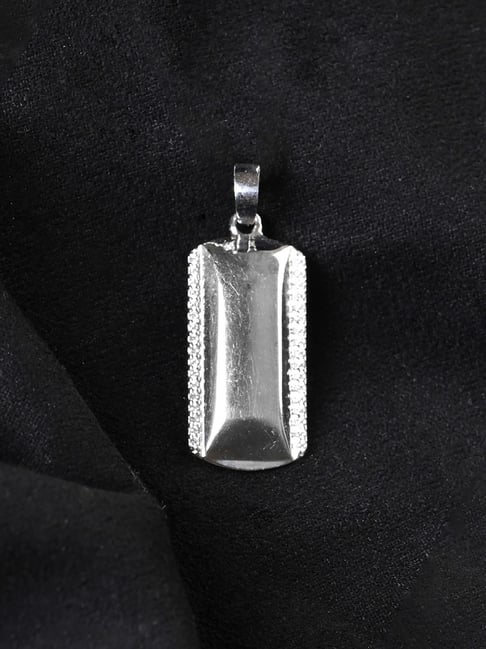 Clara 925 Silver Platinum Plated Swiss Zircon Otto Pendant Without Chain-picture-28