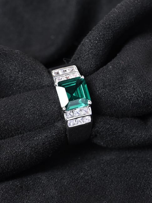 Clara 925 Silver Platinum Swiss Zirconia Prince Ring for Men