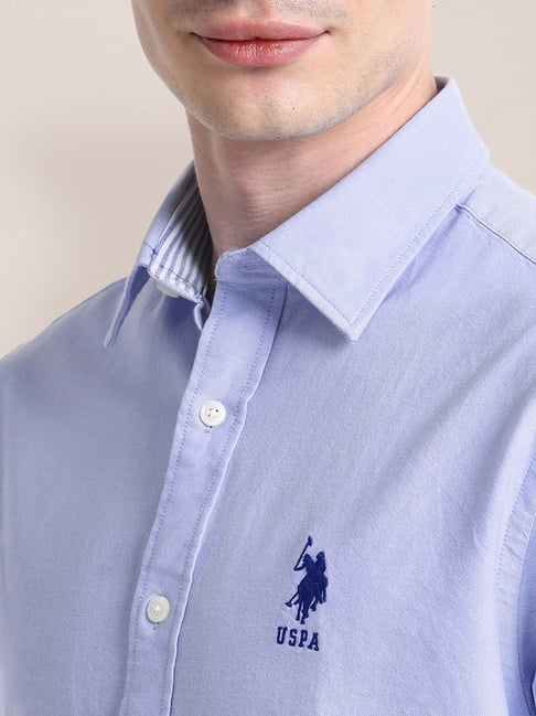 Buy Polo Indigo Blue Regular Fit Cotton Shirt for Men's