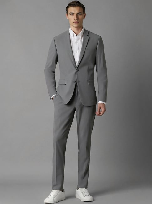 Louis Philippe Grey Slim Fit Two Piece Suit