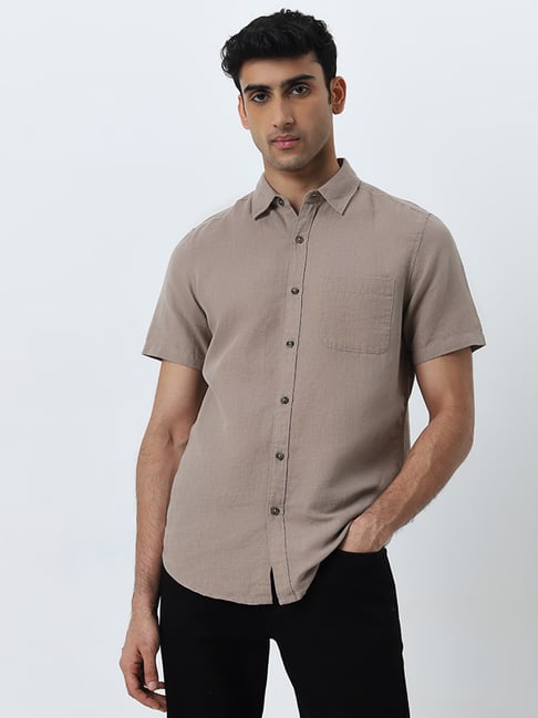 WES Casuals by Westside Taupe Slim-Fit Shirt