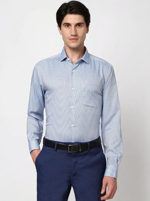 Peter England Blue Cotton Regular Fit Printed Shirt-picture-42