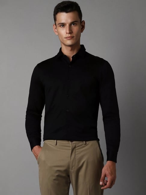 Louis Philippe Black Cotton Slim Fit Shirt-picture-38