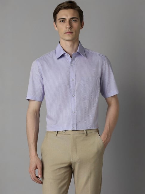 Louis Philippe Purple Cotton Regular Fit Printed Shirt-picture-26
