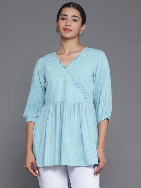 Gerua By Libas Blue Woven Pattern A Line Short Kurti-picture-45
