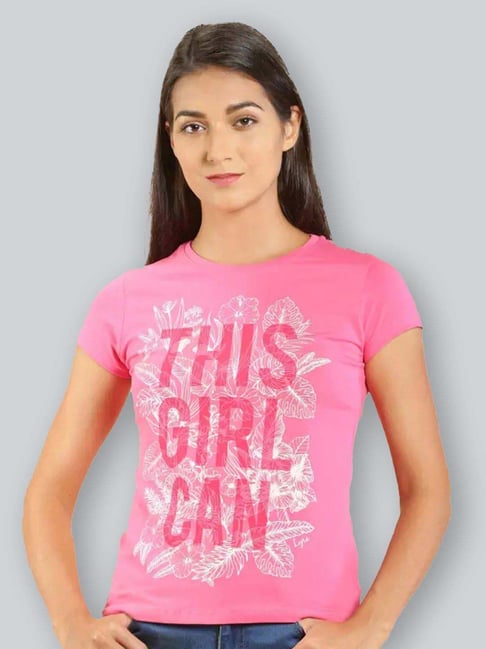 Lyra Pink Cotton Printed T-Shirt