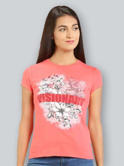 Lyra Peach Cotton Printed T-Shirt-picture-19