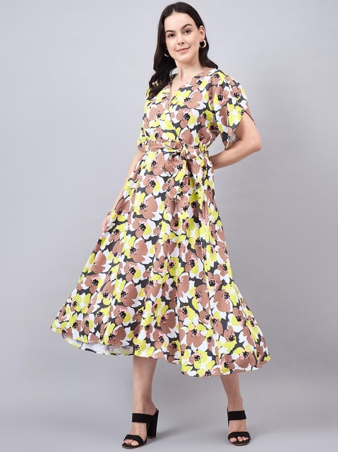 Style Quotient Multicolor Floral Print Midi Dress