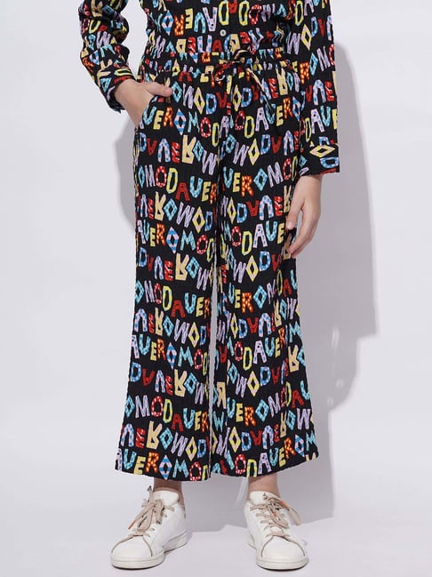 Vero Moda Girls Jet Black Printed Pants