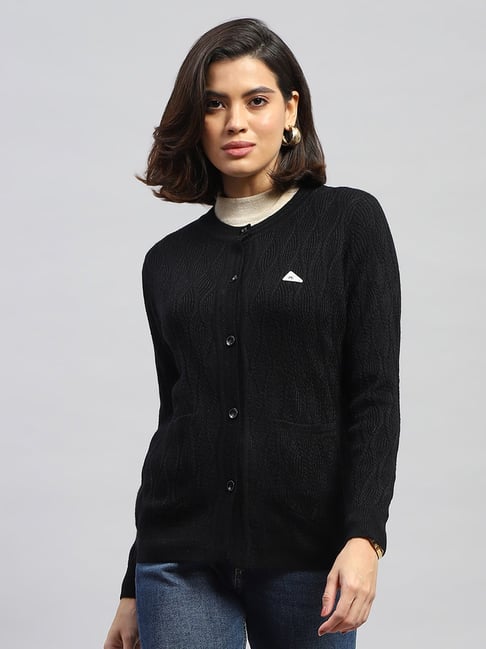 Monte Carlo Black Wool Self Design Cardigan-picture-14