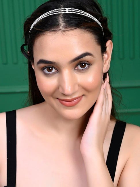 Buy VOJ Silver Plated AD Stone Studded Hair Band for Women Online